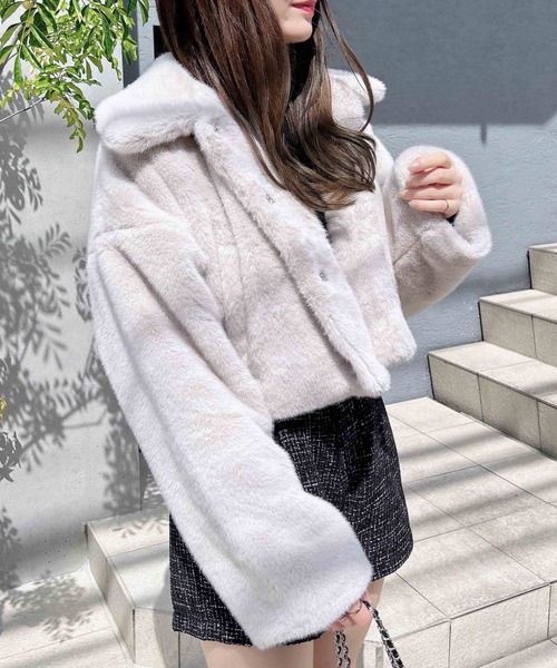 INGNI（イング）の「ステンカラーエコファーブルゾン（ステンカラーコート・レディース・アイボリー/ブラック/グレー系その他・M）」の6枚目の写真