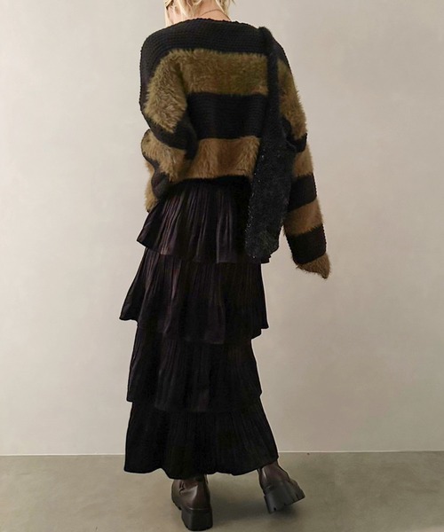 SpRay（スプレイ）の「シャギーボーダークロップドニット（ニット/セーター・レディース・ブラック/ブラウン/カーキ/グレー・FREE）」の14枚目の写真