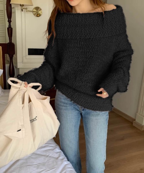 AMELY(エミリー)の「2wayオフショルダーニットトップス(ニット/セーター・レディース・グレー/ブラウン/ブラック/モカ・フリー)」の13枚目の写真