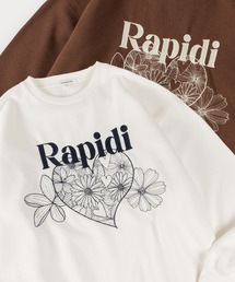 【82】ネコハート＆フワラー ロゴ刺繍 裏起毛 スウェット