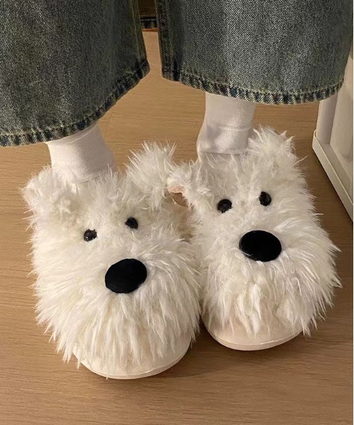 WEGO(ウィゴー)の「WEGO/ドッグファースリッパ/サンダルルームシューズ(ルームシューズ/スリッパ・レディース・ホワイト/ベージュ・LARGE/MEDIUM)」の7枚目の写真