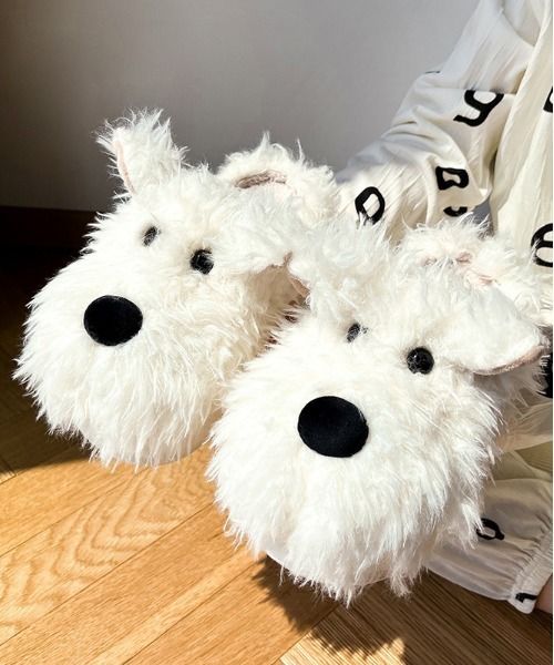 WEGO(ウィゴー)の「WEGO/ドッグファースリッパ/サンダルルームシューズ(ルームシューズ/スリッパ・レディース・ホワイト/ベージュ・LARGE/MEDIUM)」の8枚目の写真