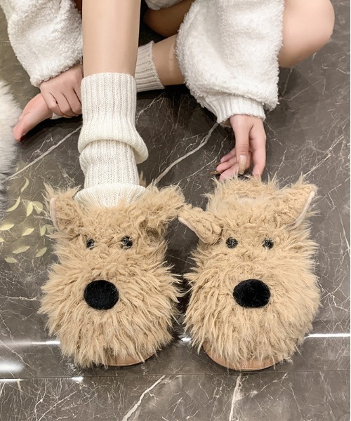 WEGO(ウィゴー)の「WEGO/ドッグファースリッパ/サンダルルームシューズ(ルームシューズ/スリッパ・レディース・ホワイト/ベージュ・LARGE/MEDIUM)」の10枚目の写真