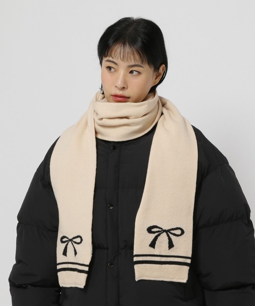 3.3 Field Trip （3.3フィールドトリップ）の「3.3 Field Trip／リボンマフラー（マフラー・レディース・ブラック/アイボリー・0）」の5枚目の写真