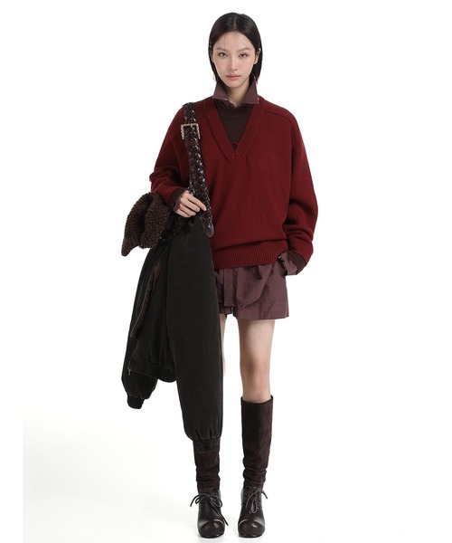 MASONPRINCE（メイソンプリンス）の「レイヤードデザイン ダメージ加工 ニット MY2137【MASONPRINCE】（ニット/セーター・メンズ・ネイビー/レッド/グレー・L/M/S）」の9枚目の写真