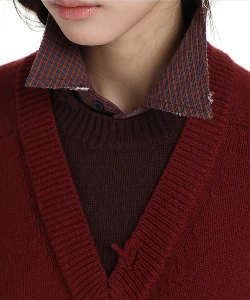 MASONPRINCE（メイソンプリンス）の「レイヤードデザイン ダメージ加工 ニット MY2137【MASONPRINCE】（ニット/セーター・メンズ・ネイビー/レッド/グレー・L/M/S）」の10枚目の写真