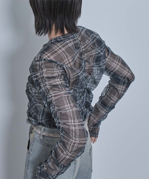 miette（ミエット）の「シャーリングシアートップス（Tシャツ/カットソー・レディース・グリーン/ブルー/アイボリー/ネイビー/ピンク/オリーブ・FREE）」の13枚目の写真