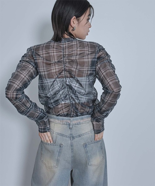 miette（ミエット）の「シャーリングシアートップス（Tシャツ/カットソー・レディース・グリーン/ブルー/アイボリー/ネイビー/ピンク/オリーブ・FREE）」の15枚目の写真