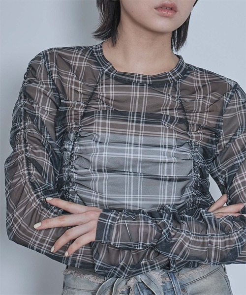 miette（ミエット）の「シャーリングシアートップス（Tシャツ/カットソー・レディース・グリーン/ブルー/アイボリー/ネイビー/ピンク/オリーブ・FREE）」の17枚目の写真