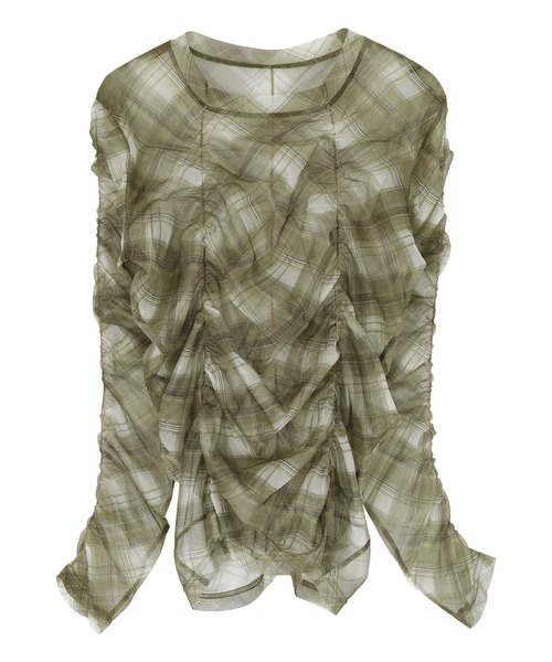 miette（ミエット）の「シャーリングシアートップス（Tシャツ/カットソー・レディース・グリーン/ブルー/アイボリー/ネイビー/ピンク/オリーブ・FREE）」の7枚目の写真