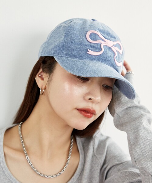 【RONRON】ハートリボン刺繍 ボールキャップ PUBLUX（パブリュクス）の「RONRON/ロンロン HEART RIBBON BALL