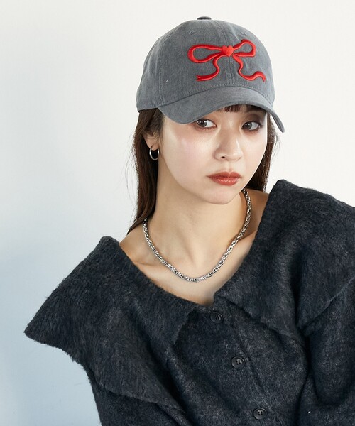 【RONRON】ハートリボン刺繍 ボールキャップ PUBLUX（パブリュクス）の「RONRON/ロンロン HEART RIBBON BALL