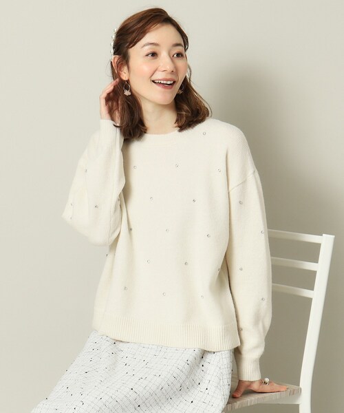 ITS'DEMO(イッツデモ)の「◆【手洗い可】ビジュー付きニット(ニット/セーター・レディース・グレー/オフホワイト/サックスブルー/ブラック・00)」の5枚目の写真