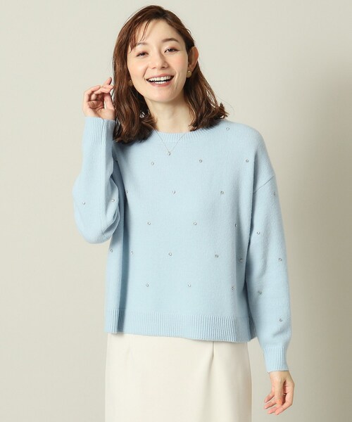 ITS'DEMO(イッツデモ)の「◆【手洗い可】ビジュー付きニット(ニット/セーター・レディース・グレー/オフホワイト/サックスブルー/ブラック・00)」の13枚目の写真