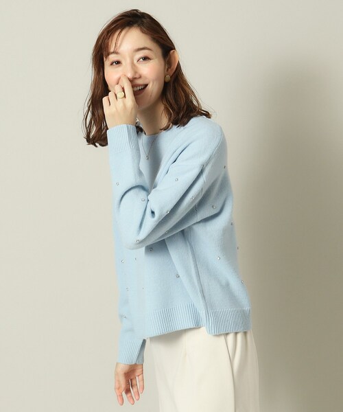 ITS'DEMO(イッツデモ)の「◆【手洗い可】ビジュー付きニット(ニット/セーター・レディース・グレー/オフホワイト/サックスブルー/ブラック・00)」の14枚目の写真