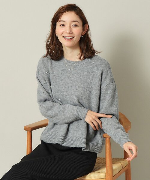 ITS'DEMO(イッツデモ)の「◆【手洗い可】ビジュー付きニット(ニット/セーター・レディース・グレー/オフホワイト/サックスブルー/ブラック・00)」の17枚目の写真