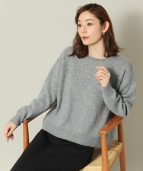 ITS'DEMO(イッツデモ)の「◆【手洗い可】ビジュー付きニット(ニット/セーター・レディース・グレー/オフホワイト/サックスブルー/ブラック・00)」の18枚目の写真