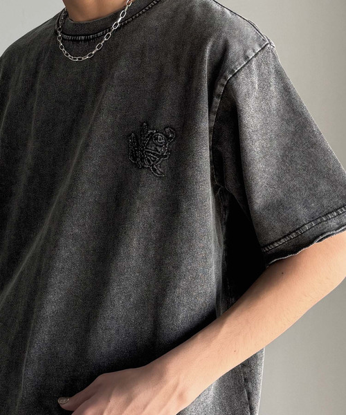 Classical Origin（クラシカルオリジン）の「【Classical Origin】「自分ウケ最強。」スノーウォッシュ加工ヴィンテージ綿100％Tシャツ／Snow Powder Washed 100% Cotton Vintage T-Shirt（Tシャツ/カットソー・メンズ・チャコール・LARGE/MEDIUM/SMALL）」の3枚目の写真