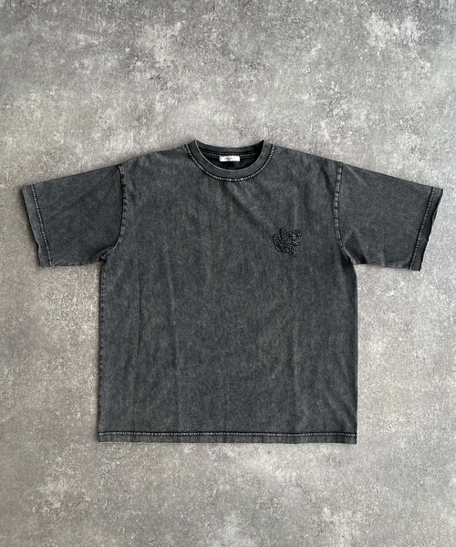 Classical Origin（クラシカルオリジン）の「【Classical Origin】「自分ウケ最強。」スノーウォッシュ加工ヴィンテージ綿100％Tシャツ／Snow Powder Washed 100% Cotton Vintage T-Shirt（Tシャツ/カットソー・メンズ・チャコール・LARGE/MEDIUM/SMALL）」の7枚目の写真