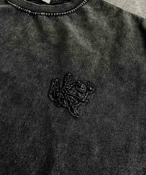 Classical Origin（クラシカルオリジン）の「【Classical Origin】「自分ウケ最強。」スノーウォッシュ加工ヴィンテージ綿100％Tシャツ／Snow Powder Washed 100% Cotton Vintage T-Shirt（Tシャツ/カットソー・メンズ・チャコール・LARGE/MEDIUM/SMALL）」の10枚目の写真