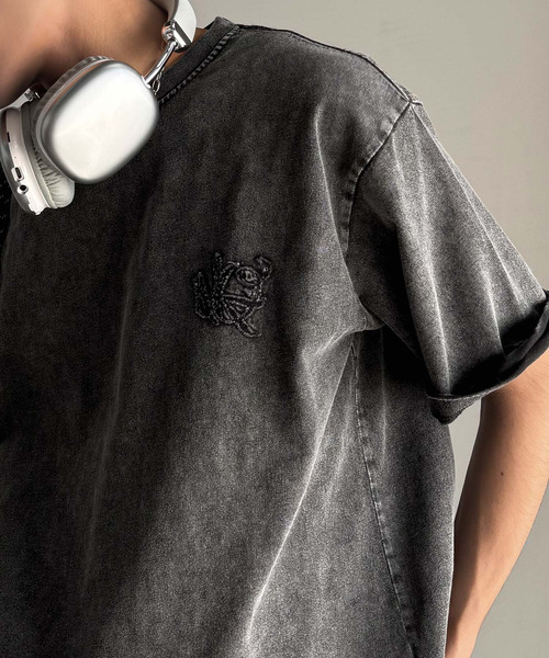 Classical Origin（クラシカルオリジン）の「【Classical Origin】「自分ウケ最強。」スノーウォッシュ加工ヴィンテージ綿100％Tシャツ／Snow Powder Washed 100% Cotton Vintage T-Shirt（Tシャツ/カットソー・メンズ・チャコール・LARGE/MEDIUM/SMALL）」の11枚目の写真