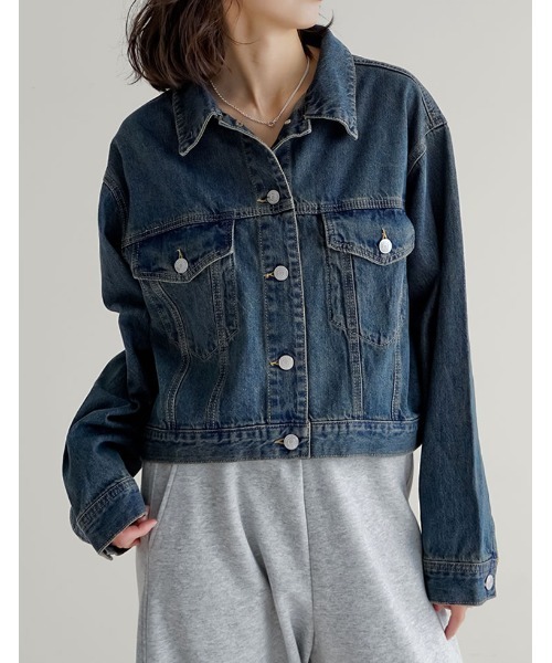 Re:EDIT（リエディ）の「コットンデニムジャケット（デニムジャケット・レディース・グレー/ブルー/ブルー系その他2/ブルー系その他・MEDIUM/LARGE）」の3枚目の写真