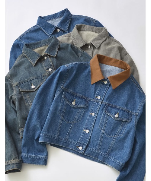 Re:EDIT（リエディ）の「コットンデニムジャケット（デニムジャケット・レディース・グレー/ブルー/ブルー系その他2/ブルー系その他・MEDIUM/LARGE）」の12枚目の写真
