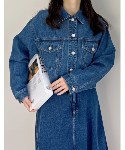 Re:EDIT（リエディ）の「コットンデニムジャケット（デニムジャケット・レディース・グレー/ブルー/ブルー系その他2/ブルー系その他・MEDIUM/LARGE）」の14枚目の写真