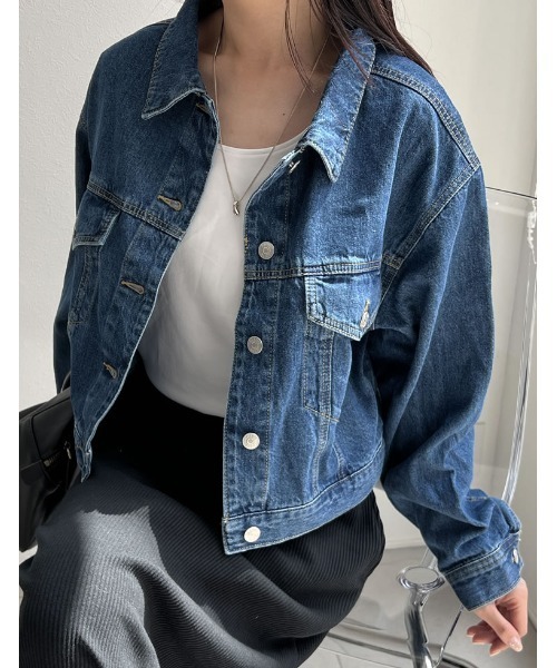 Re:EDIT（リエディ）の「コットンデニムジャケット（デニムジャケット・レディース・グレー/ブルー/ブルー系その他2/ブルー系その他・MEDIUM/LARGE）」の22枚目の写真