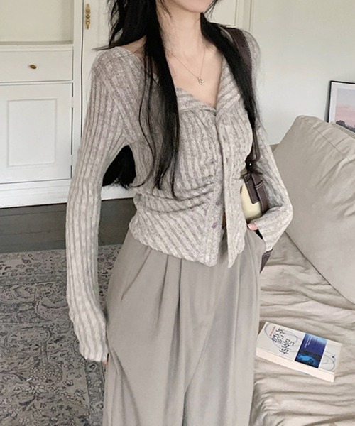 Nia（ニア）の「Nia(ニア)/襟付きギャザーカットソー（Tシャツ/カットソー・レディース・グレー/ピンク/ベージュ・MEDIUM/LARGE/SMALL）」の12枚目の写真