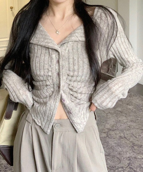 Nia（ニア）の「Nia(ニア)/襟付きギャザーカットソー（Tシャツ/カットソー・レディース・グレー/ピンク/ベージュ・MEDIUM/LARGE/SMALL）」の17枚目の写真