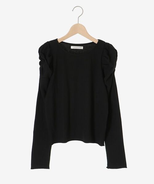 MAJESTIC LEGON(マジェスティックレゴン)の「クルーネックパワショルリブトップス(Tシャツ/カットソー・レディース・ブラック/アイボリー・MEDIUM)」の3枚目の写真