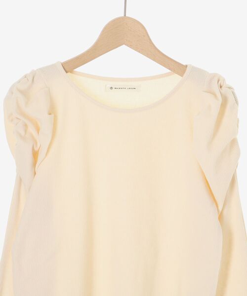 MAJESTIC LEGON(マジェスティックレゴン)の「クルーネックパワショルリブトップス(Tシャツ/カットソー・レディース・ブラック/アイボリー・MEDIUM)」の5枚目の写真