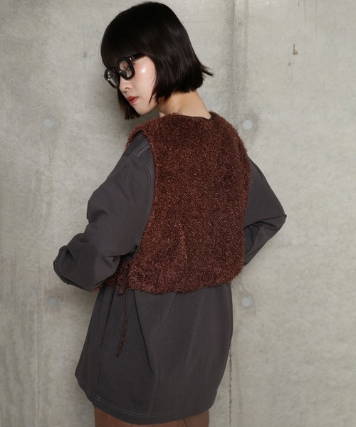 シニョン/CHIGNON 合成皮革ベスト ブラウン工場 直営 店
