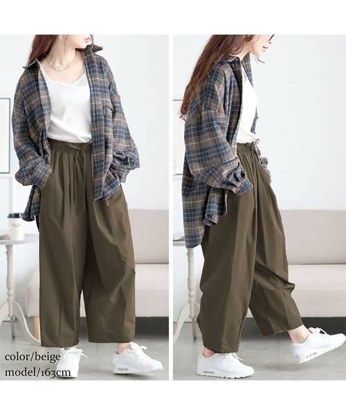 GOLDJAPAN（ゴールドジャパン）の「ストレッチタックコクーンワイドパンツ【大きいサイズ対応】（その他パンツ・レディース・ネイビー/ベージュ/ブラック/カーキ/アイボリー・LL/3L/4L/5L）」の12枚目の写真