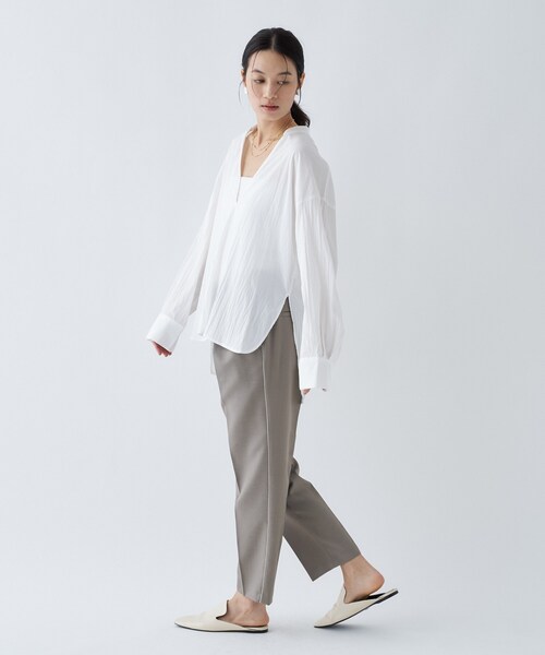 cloenc（クロエンス）の「【手洗い可】スキッパーシャツブラウス（シャツ/ブラウス・レディース・ホワイト/グレー/ピンク・02）」の8枚目の写真