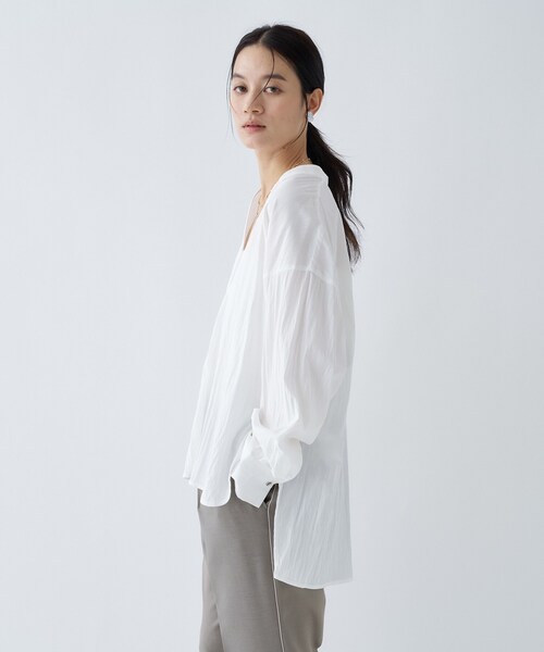 cloenc（クロエンス）の「【手洗い可】スキッパーシャツブラウス（シャツ/ブラウス・レディース・ホワイト/グレー/ピンク・02）」の10枚目の写真