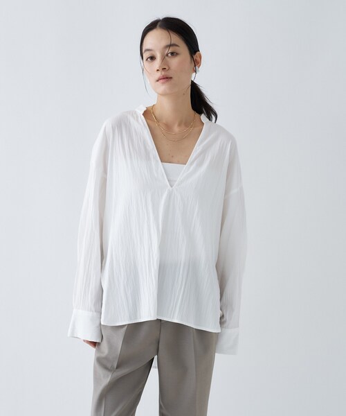 cloenc（クロエンス）の「【手洗い可】スキッパーシャツブラウス（シャツ/ブラウス・レディース・ホワイト/グレー/ピンク・02）」の12枚目の写真