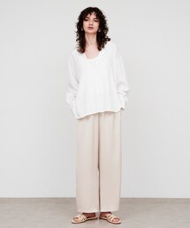 【手洗い可】スキッパーシャツブラウス