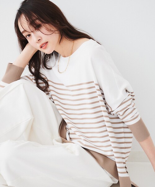 セール】【体型カバー/透けにくい】ワイドシルエットニット