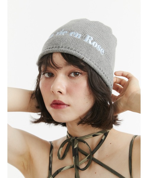 jouetie（ジュエティ）の「カラーロゴビーニー（ニットキャップ/ビーニー・レディース・ピンク/グレー/ブラック・FREE）」の3枚目の写真