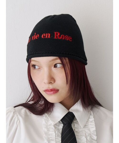 jouetie（ジュエティ）の「カラーロゴビーニー（ニットキャップ/ビーニー・レディース・ピンク/グレー/ブラック・FREE）」の7枚目の写真
