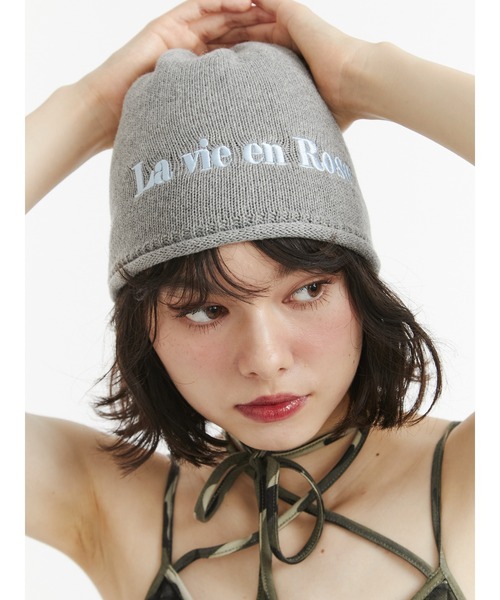 jouetie（ジュエティ）の「カラーロゴビーニー（ニットキャップ/ビーニー・レディース・ピンク/グレー/ブラック・FREE）」の9枚目の写真