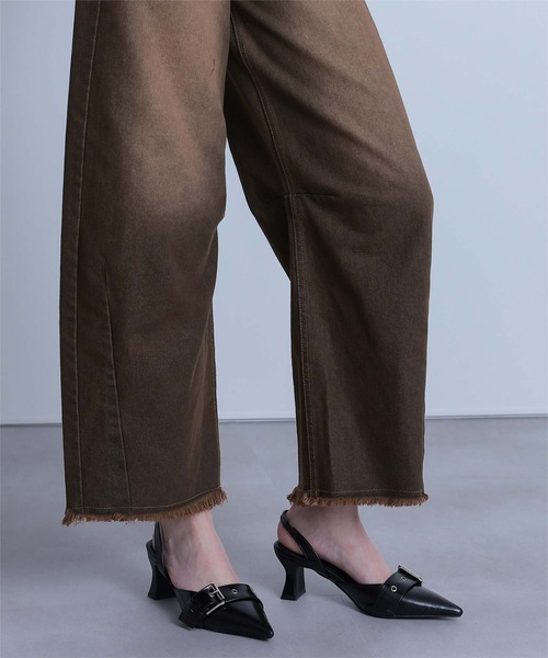 miette（ミエット）の「ウエストリボンカーブラインデニムパンツ（デニムパンツ・レディース・ライトブルー/ブラウン・S/M）」の5枚目の写真