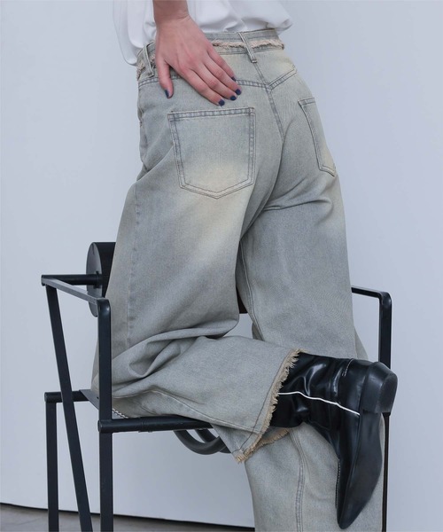 miette（ミエット）の「ウエストリボンカーブラインデニムパンツ（デニムパンツ・レディース・ライトブルー/ブラウン・S/M）」の15枚目の写真