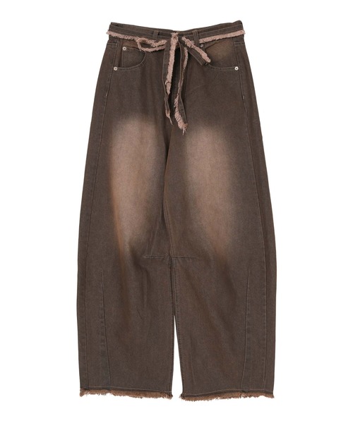 miette（ミエット）の「ウエストリボンカーブラインデニムパンツ（デニムパンツ・レディース・ライトブルー/ブラウン・S/M）」の18枚目の写真