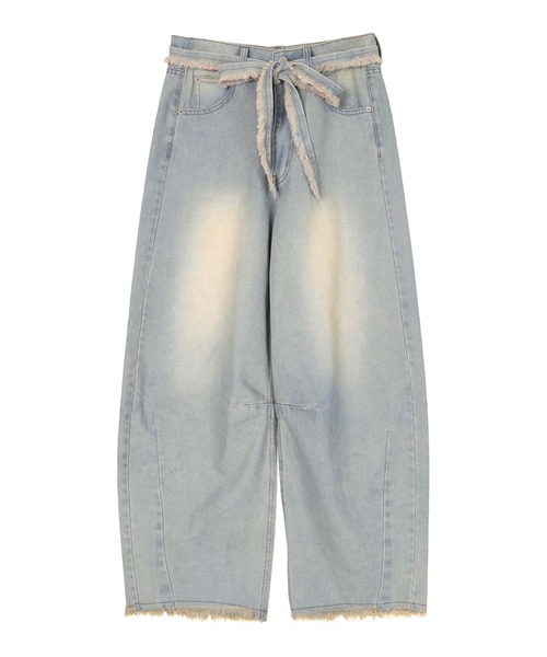 miette（ミエット）の「ウエストリボンカーブラインデニムパンツ（デニムパンツ・レディース・ライトブルー/ブラウン・S/M）」の19枚目の写真