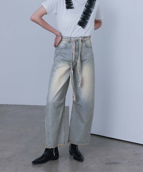 miette（ミエット）の「ウエストリボンカーブラインデニムパンツ（デニムパンツ・レディース・ライトブルー/ブラウン・S/M）」の22枚目の写真