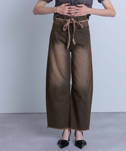 miette（ミエット）の「ウエストリボンカーブラインデニムパンツ（デニムパンツ・レディース・ライトブルー/ブラウン・S/M）」の21枚目の写真