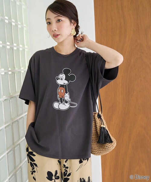 FREAK'S STORE（フリークスストア）の「限定展開/別注/Mickey Mouse/ミッキーマウス/前後 プリント 半袖 Tシャツ（Tシャツ/カットソー・レディース・オフホワイト/サックスブルー/ライトベージュ/スミクロ/ライトグレー・LARGE/MEDIUM/SMALL）」の13枚目の写真